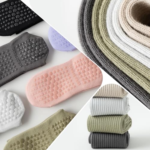 Image of 3 Pairs Pilates Socks with Grips for Women Non Slip Grip Socks for Yoga Barre Hospital Workout