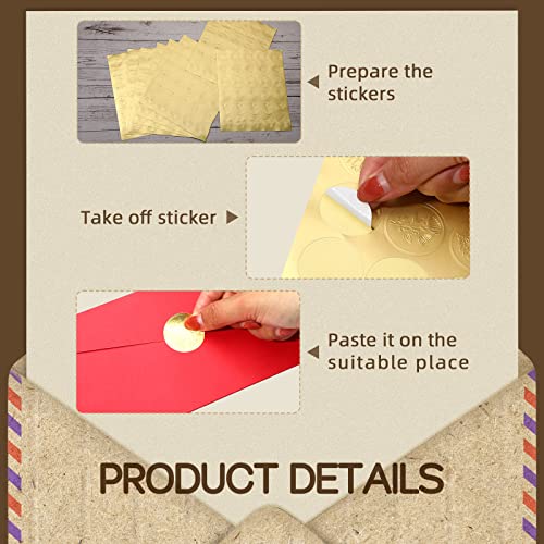 540 Pieces Gold Wax Seals Stickers Embossed Envelope Seal Stickers Gold Foil Self Adhesive Wax Stickers For Wedding Greeting Cards Invitations Party Certification, 6 Patterns (Flower) #TOP2