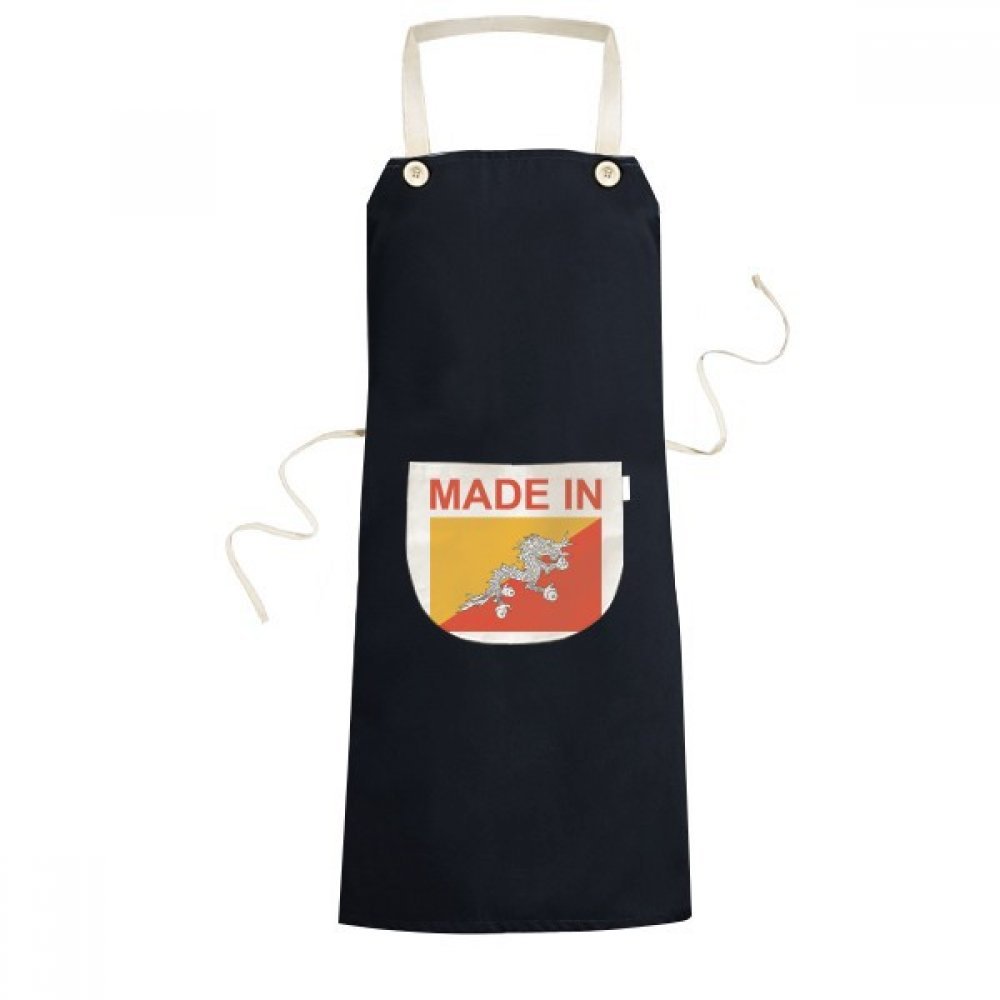 Tablier bavoir noir 70cm imprimé Pays Amour Bhoutan avec attaches ajustables