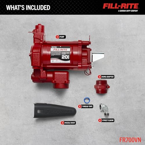 Image of Fill-Rite FR700VN 115V 20 GPM Fuel Transfer Pump (Pump Only Model) | For Gasoline, Diesel, Kerosene, Ethanol Blends, Methanol Blends & Biodiesel up to B20