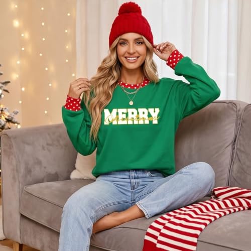 Christmas Sweatshirt for Women Crew Neck Lounge Polka Dot Sweatshirt - image 8