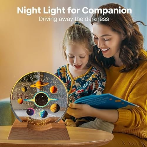 Image of One94Store 3D Space Crystal Ball Lamp & Crystal Moon Lamp Combo, USB Plug-in Night Lights Decorative Bedside Lamps for Bedroom, Living Room & Gift Decor