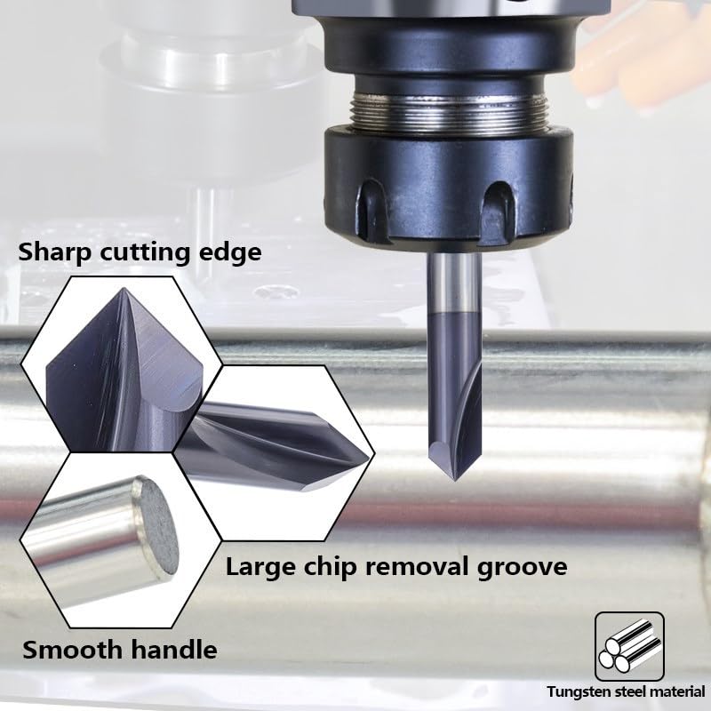 Frez fazowania z węglika spiekanego do gratowania krawędzi V Grove Router Bit 3 flety CNC End Mill,12xP12x75Lx120d