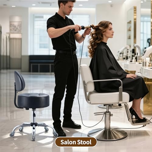 Image of Ergonomic Drafting Stool with Backrest, 400LB Heavy Duty Hydraulic Stool, 19-25 Inch Adjustable Height Rolling Stool Chair with Lumbar Support for Standing Desk, Salon, Tattoo, Kitchen, Home Office