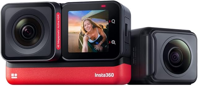 Insta360 ONE RS Twin Edition Waterproof 4K 60fps Action Camera & 5.7K 360 Camera with Interchangeable Lenses, Stabilization, 48MP Photo, Active HDR, AI Editing