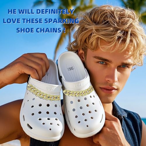 Image of Bling Shoe Chains For Adults Women Men Teens Girls Boys, Rhinestone Chain Shoe Charms For Clog Sandals,Shoe Decoration Accessories For Birthday Gifts Party Favors