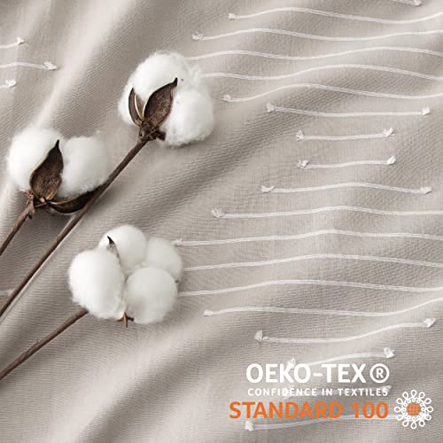 Bedsure Cotton Duvet Cover Queen Size - 100% Washed Cotton Duvet Cover Set, Linen Color, 3 Pieces Boho Stripe Jacquard Soft Bedding For All Seasons With 2 Pillowcases, Zipper Closure (Queen, 90"X90") #TOP2