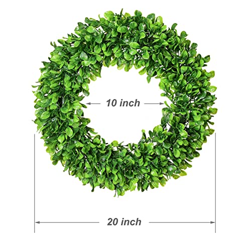 Lvydec Artificial Green Leaves Wreath - 20" Large Boxwood Wreath For Front Door Wall Window Farmhouse Decoration #TOP4