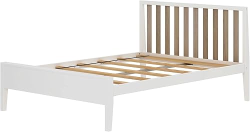 Miniatura 10 de Plank+Beam Base de cama individual moderna de madera maciza con cabecero de listones, plataforma escandinava con soporte de listones de madera,