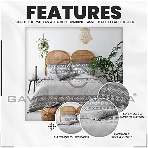 Juego de cama reversible mezcla de algodón fácil cuidado gris 4