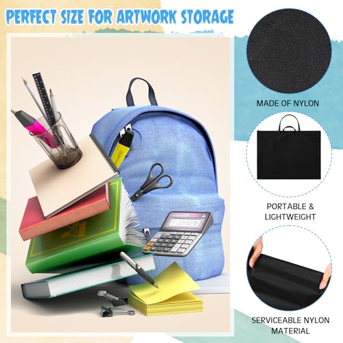 Image of Abbylike 6 Pcs 48 x 36 Inch Art Portfolio Bag Large Waterproof Nylon Carry Case Shoulder Strap Poster Board Painting Drawing Sketch Storage Artist Portfolio for Artwork Gift Supplies(Black)