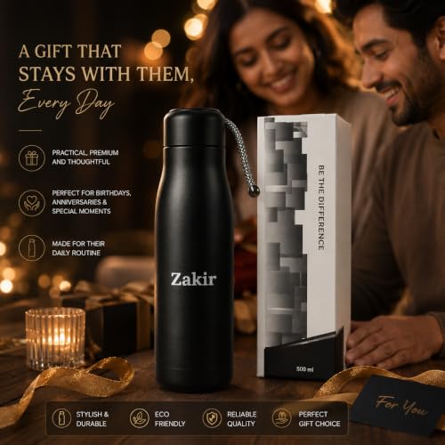 Image of Customized Stainless Steel Water Bottle With Name 500ml