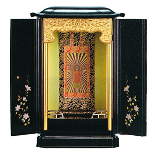 仏縁堂ブランド:厨子型ミニ仏壇・【黒内金蒔絵】鉄仙・大
