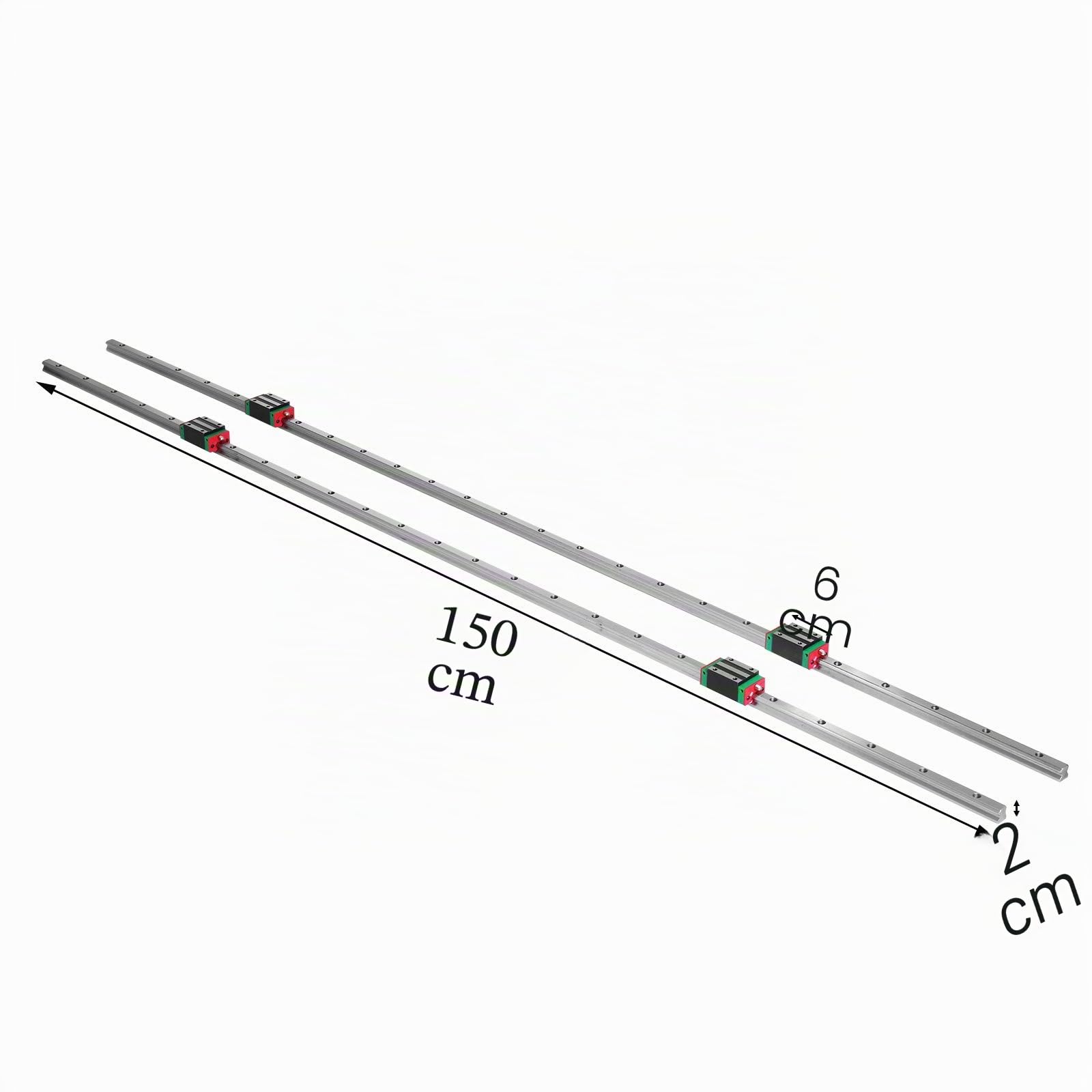 Riel Lineal 15-1500 mm 2x Riel de Guía Lineal 4x Tipo Cuadrado Bloque de Cojinetes del Carro Soporte de Riel Lineal para Rodamientos Ranurados de 15 mm