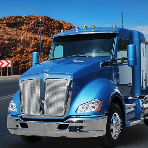 Image of Grille for Kenworth T680 2015-2022 Front Grill with Bug Screen OEM Replacement Kenworth T680 Semi Truck (Chrome)