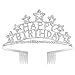 SWEETV Crystal Birthday Tiara Rhinestone Princess Crown Happy Birthday Crowns, Clear