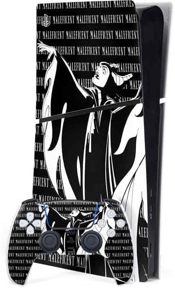 Skinit Decal Gaming Skin Compatible with PS5 Slim Digital Edition Bundle - Officially Licensed Disney Villains Sleeping Beauty and Maleficent Art Design