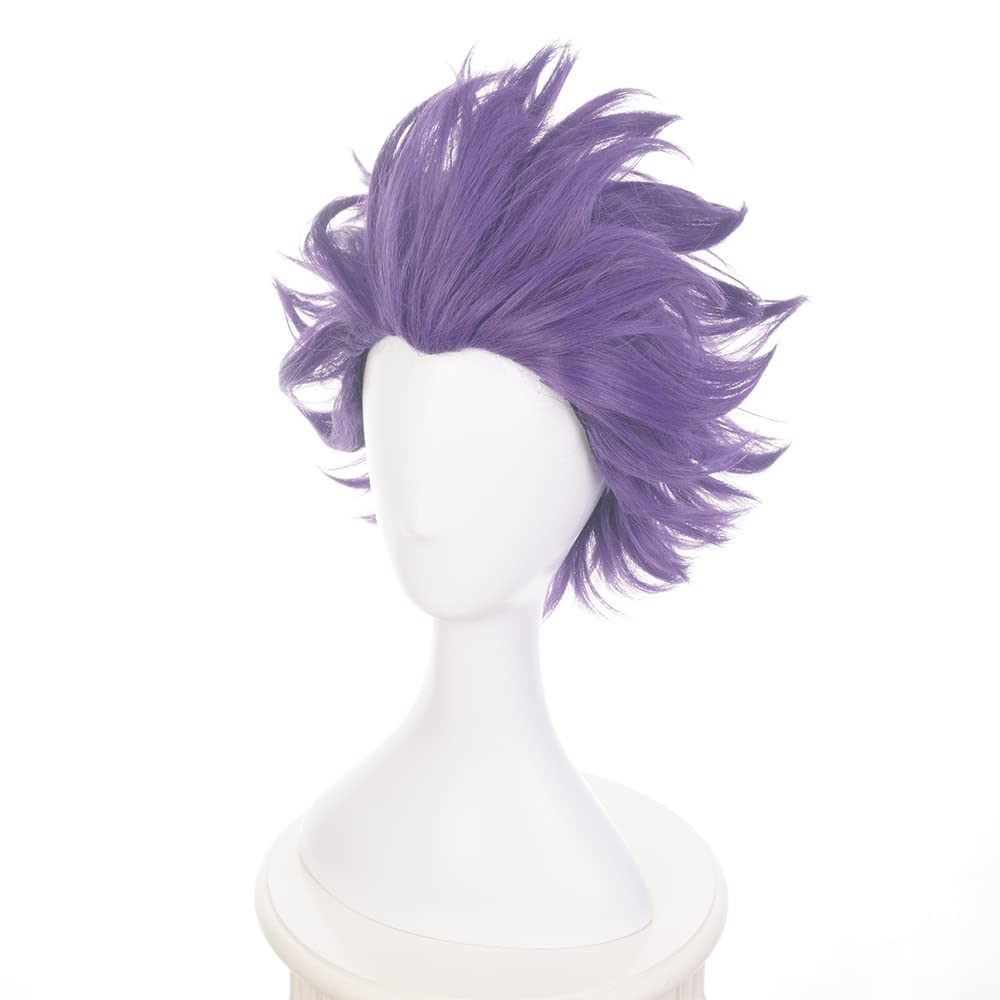 Purple Short Cosplay Wig Men Anime Heat Resistant Synthetic Costume Hairs Perfect for Halloween Christmas Cmic Con Family Party Replacement Wigs - Image 2
