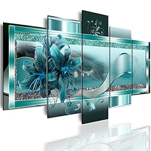 LUDUHU Turquoise Orchid Flowers Canvas Print – Abstract Green Floral Poster, Orchid Wall Art Painting Decor for Home Decoration Artwork Picture Bedroom Green Floral (A,Oversize 40x20inch)