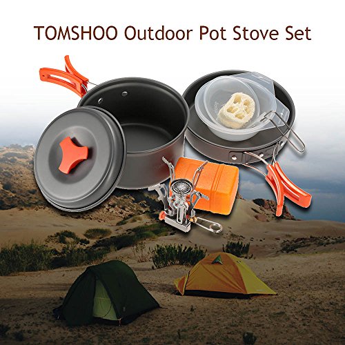 TOMSHOO Utensilios de Cocina con Estufa Mini de Encendido Piezoeléctrico Cocinar Al Aire Libre
