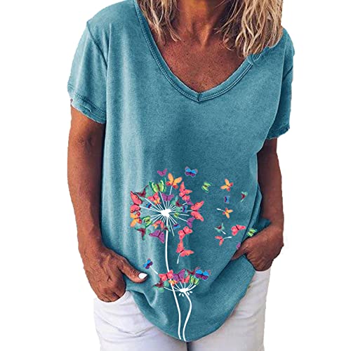 Trajes de carnaval del Reino Unido para mujer, tallas grandes, vintage, camisetas de manga corta, diseño de mariposa, color sólido, cuello en V, ajuste holgado, casual, moda, para mujer, ropa diaria,