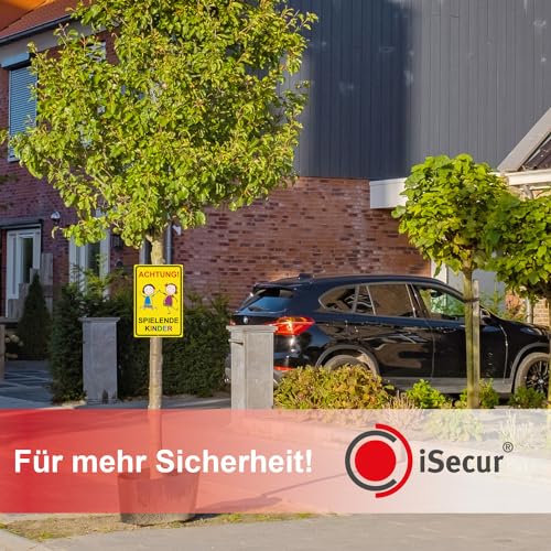 Warnschild I Achtung Spielende-Kinder I Aluverbund-Schild I 20 x 30 cm groß I 3 mm Stark I mit UV Schutz-Laminat I Wetterfestes Hinweisschild I hin065
