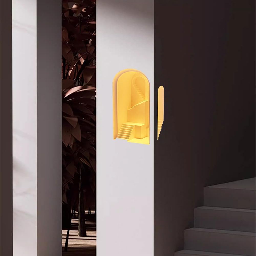 Kinkiet ścienny LED do zabudowy z czujnikiem ludzkiego ciała, wbudowana lampa tynkowa do oświetlenia narożników korytarza schodów, ciepła biel, oryginalny design