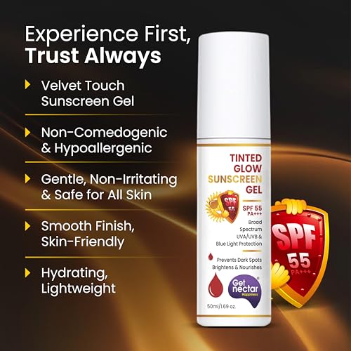 Image of Get Nectar Happiness Skin Brightening Set, 6% Glycolic Acid Cream with 2% Kojic Acid, SPF 55 Tinted Sunscreen, 50ml Each