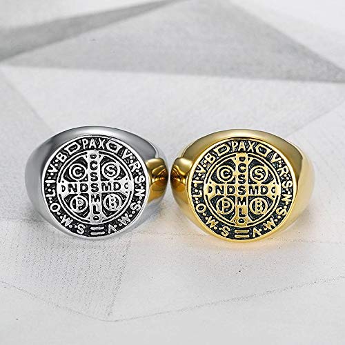 Demon Protection Ghost Hunter CSBP Catholic St Saint Benedict Ring Stainless Steel Exorcism Medal2