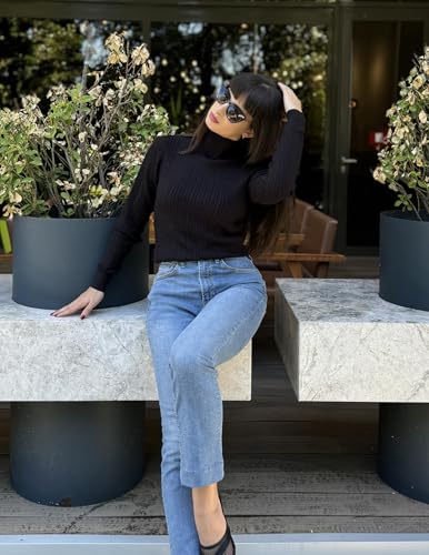 Zeagoo Womens Sweaters 2025 Turtleneck Cable Knit Long Sleeve Pullover Cute Fitted Trendy Basic Fall Tops4