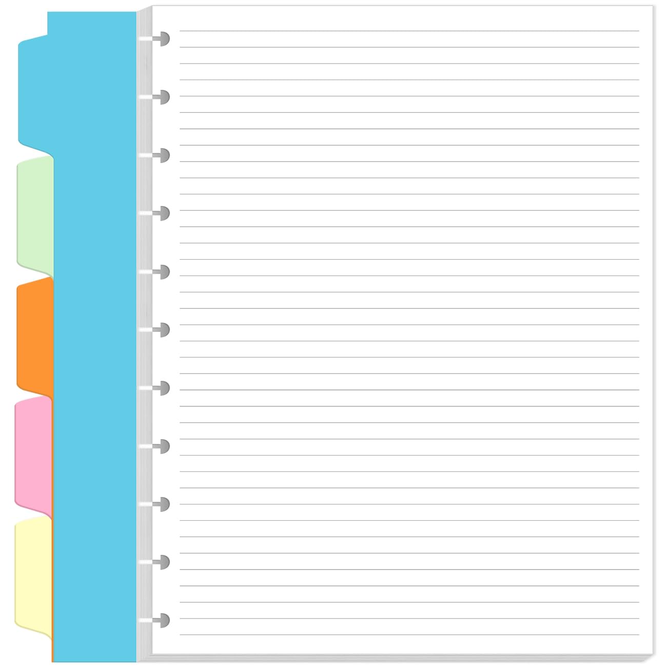 Letter Size Discbound Refill Paper, 11 TUL Paper Refills - 50 Sheets/100 Pages Loose Leaf Planner Refills, 5 Sheets Dividers, 8.5" x 11"