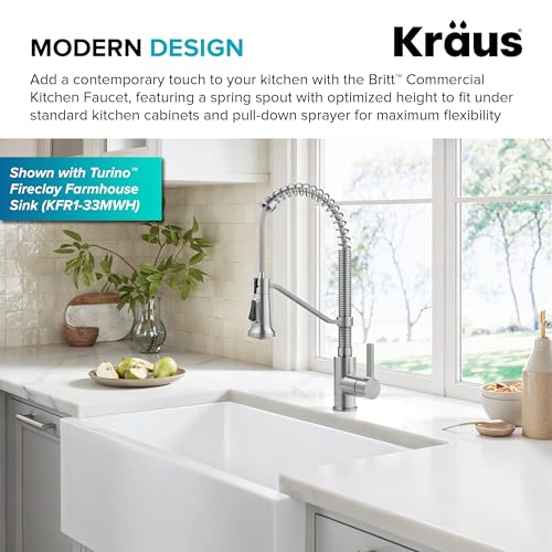 Image of KRAUS Britt Commercial Style 2-Function Single Handle Pull Down Kitchen Faucet in Spot-Free Stainless Steel, KPF-1693SFS