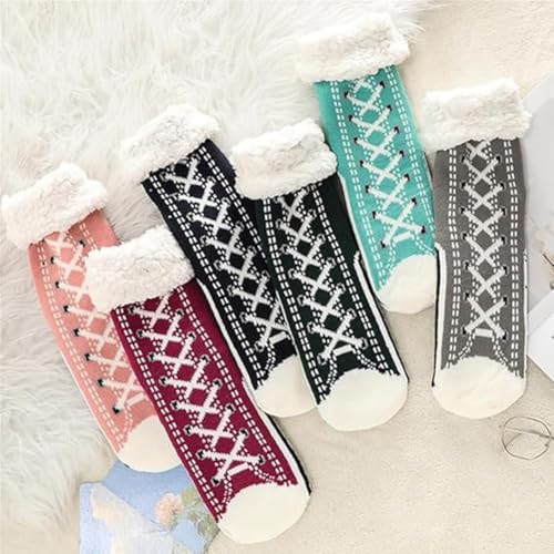 Ultra-Thick Cashmere Slipper Home Socks, on-Slip Fluffy Warm Winter Socksn with Silicone Grips 6