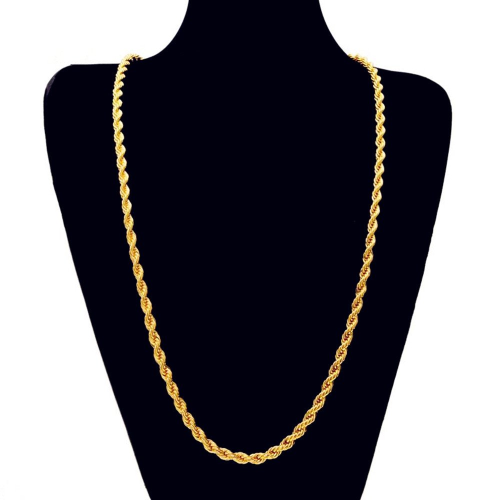 HsTYP Gold Chain Rope Necklace, Stunning Real 24K Overlay