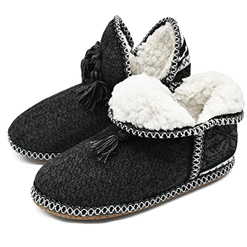 COFACE Pantofole Donna Pelliccia di Agnello, Nero 39/40 EU