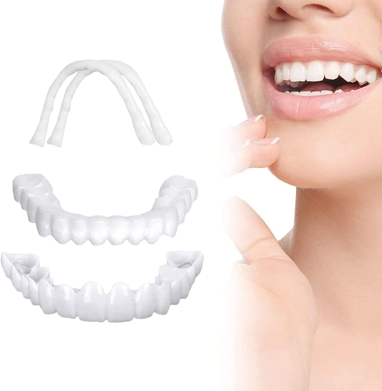 Fake Teeth, 2 PCS Dentures Teeth for Women and Men, Dental Veneers for Temporary Teeth Restoration, Nature and Comfortable, Protect Your Teeth and Regain Confident Smile, Natural Shade-C08