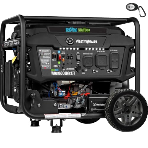 Westinghouse 7500 Peak Watt EFI Dual Fuel Home Backup Portable Generator, Remote Electric Start...