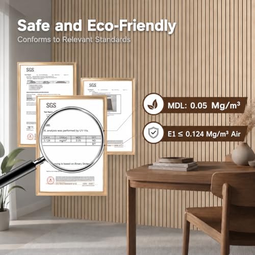 WEAUUP Wood Wall Panel 4 Pack 93.3"x11.8", Wood Acoustic Wall Panels,Oak — view 5