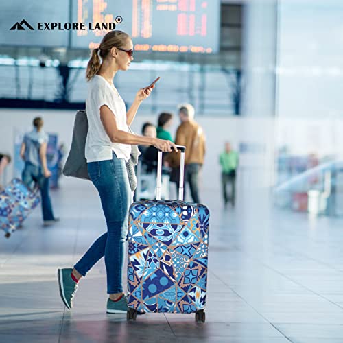Explore Land Travel Luggage Cover Suitcase Protector Fits 27-30 Inch Case (Portuguese tiles, L) - Thumbnail 2