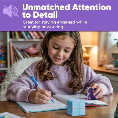 Image of BunMo 2 Pack Infinity Fidget Cube - Pocket Fidget Toys for Kids & Adults - Quiet Folding Desk Fidget with Smooth Hinges, Durable ABS, Portable Sensory Cube