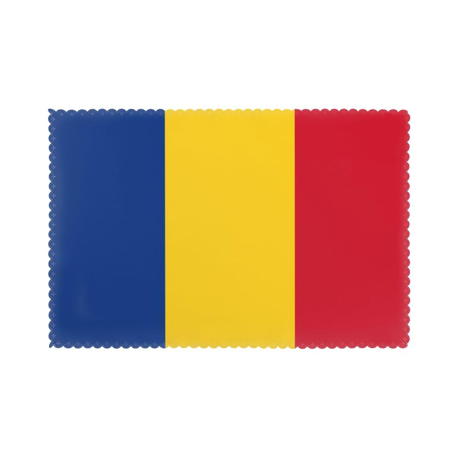 Flag of Romania Placemat set of 6, oil-proof and insulated dining table placemats, washable and wipeable.