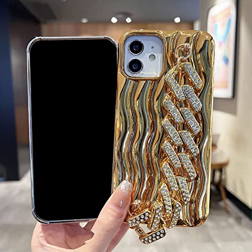 Evita caídas con la pulsera de diamantes en esta funda de silicona suave para iPhone 12 4