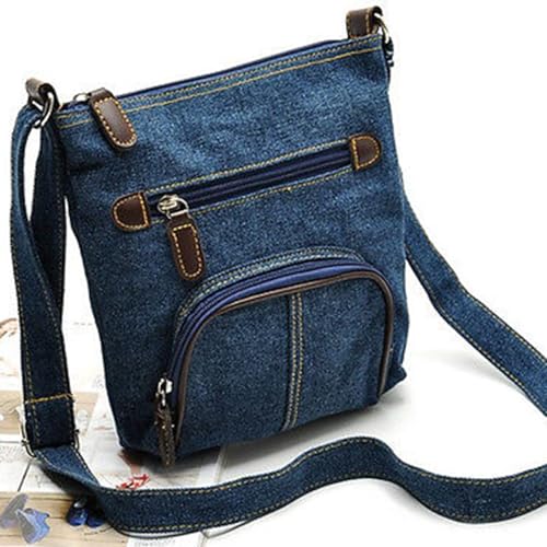 Women Small Crossbody Purse Multi Pocket Denim Shoulder Bag Mini Jean Backpack Cell Phone Purse (Blue, One Size)2