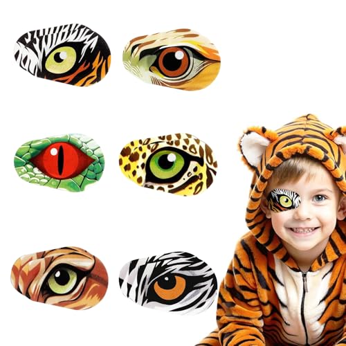 FOSDICK 12 Stück Augenpflaster Kinder, Einweg Atmungsaktiv Augenklappe Kinder, Augenpflaster für kinder, Augenklappen für Jungen Mädchen Amblyopie, Lustiger Augenverband, Cartoon Eye Patch