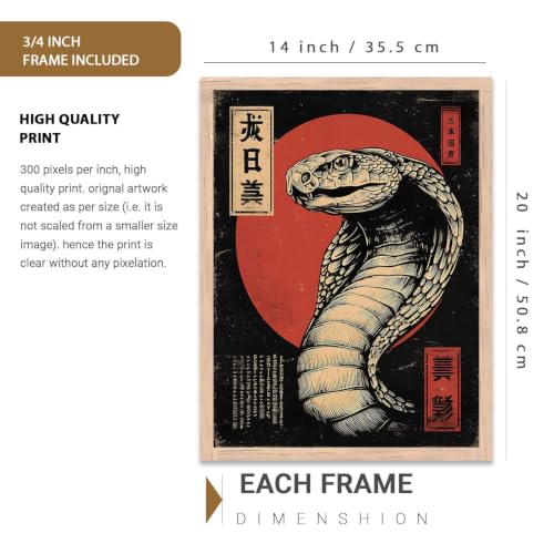 Image of kotart Aesthetic Japanese Nature and City View Wall Framed Posters | Japanese Nature and City View Framed Poster for Living Room Bedroom Gaming Room Studio Wall Decor Set Of 3 (14x20 Inch)