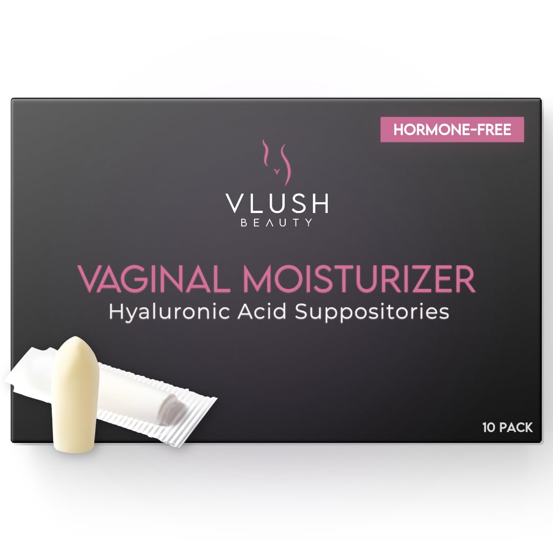 VLUSH Vaginal Suppositories for Dryness – Hyaluronic Acid Vaginal Moisturizer, Menopause Relief, Hormone-Free Vaginal Inserts, 10 Count (1 Month Supply)