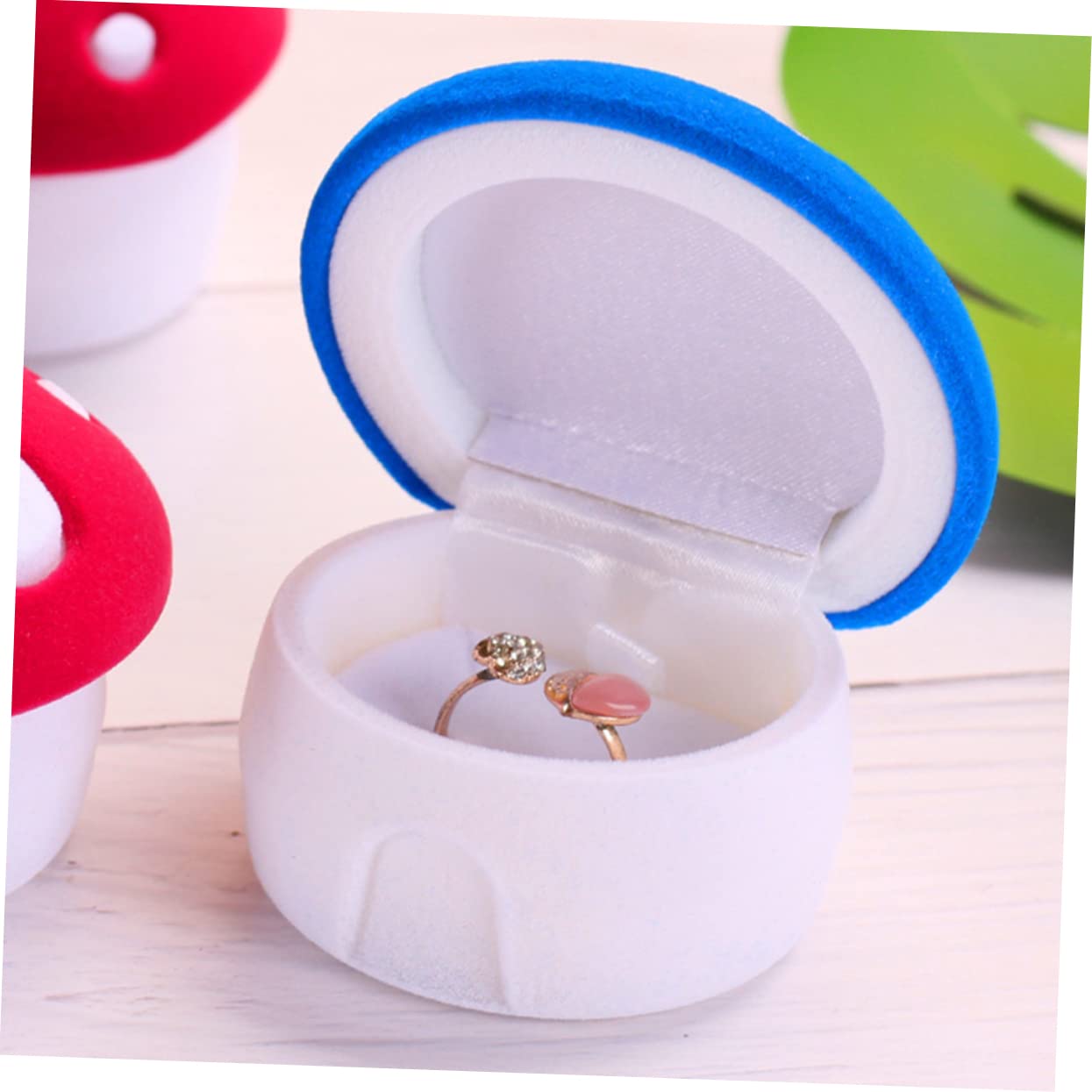 Lot De 10 Boîtes à Bijoux En Papier Avec Doublure éponge Pour Bagues - Bordure Dorée - Pour Fiançailles, Mariage, Cadeau