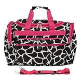 World Traveler 22 Inch Duffle Bag, Fuchsia Trim Giraffe, One Size