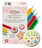 dekora - Pennarelli alimentari gel 4 colori (4x19 g), matite decorative commestibili per decorare torte, biscotti e cupcake, ideale per royal icing, fondant e glassa