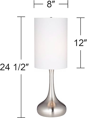 Miniatura 4 de 360 Lighting Lámpara de mesa industrial moderna en forma de gota, de 24.5 pulgadas, níquel cepillado de alto, metal, plata, metal, tela blanca,